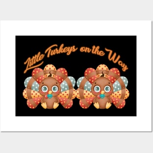 Little Turkeys on the Way- Twin Pregnancy Posters and Art